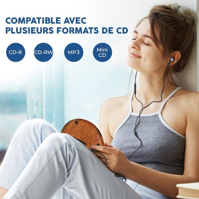 Reproductor de CD portátil Discman con batería integrada - Nuevo - Auriculares Fusion - Reproductor de CD para coche