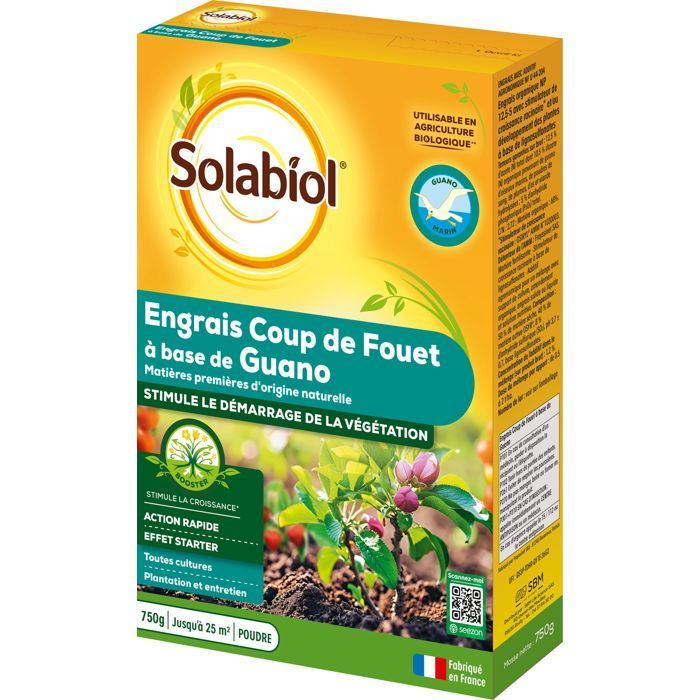 SOLABIOL Engrais coup de fouet - 750g - Jusqu'à 25m² - Stimule le démarage de la végétation - Pour toutes les cultures - UAB