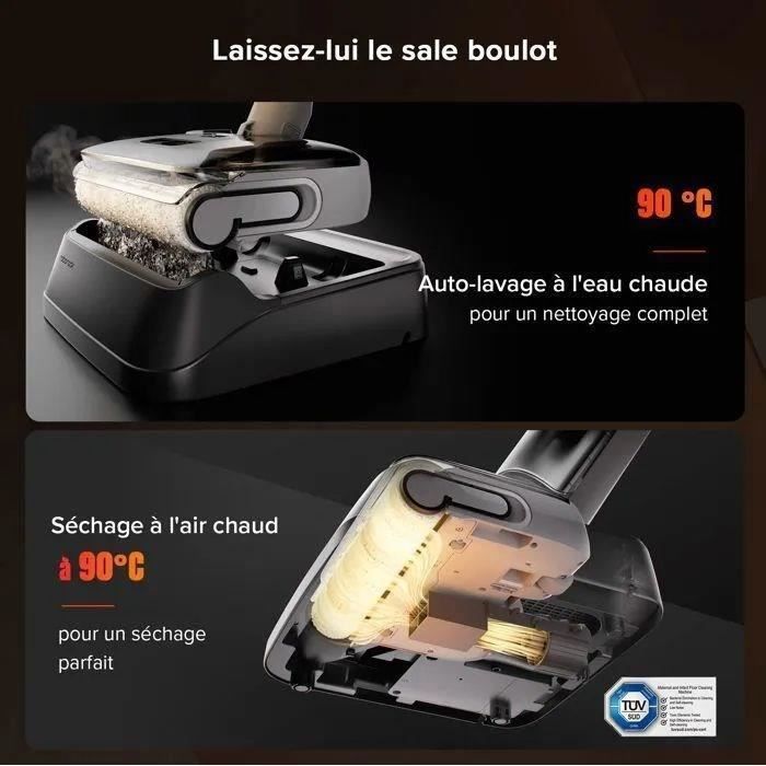 ROBOROCK F25 RT - Aspirateur Balai Laveur - 20000 Pa - Lavage à Chaud à 90 °C - Nettoyage Deux Bords - Auto-Nettoyage