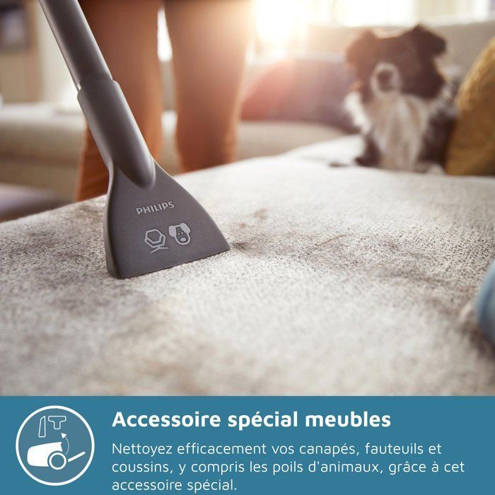 Aspirateur avec sac - PHILIPS FC8241/09 - Série 2000 PowerGo - 750W - 77db - Noir intense