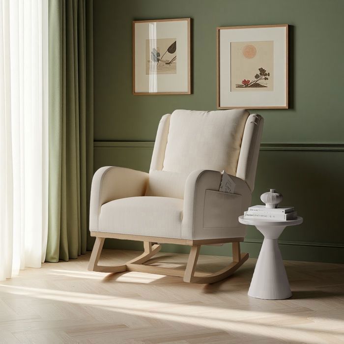 Mecedora - TANANT - Beige - Bolsillo de almacenamiento - Estilo escandinavo - 150 kg