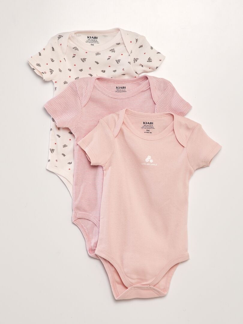 Set van 3 rompertjes - ROZE