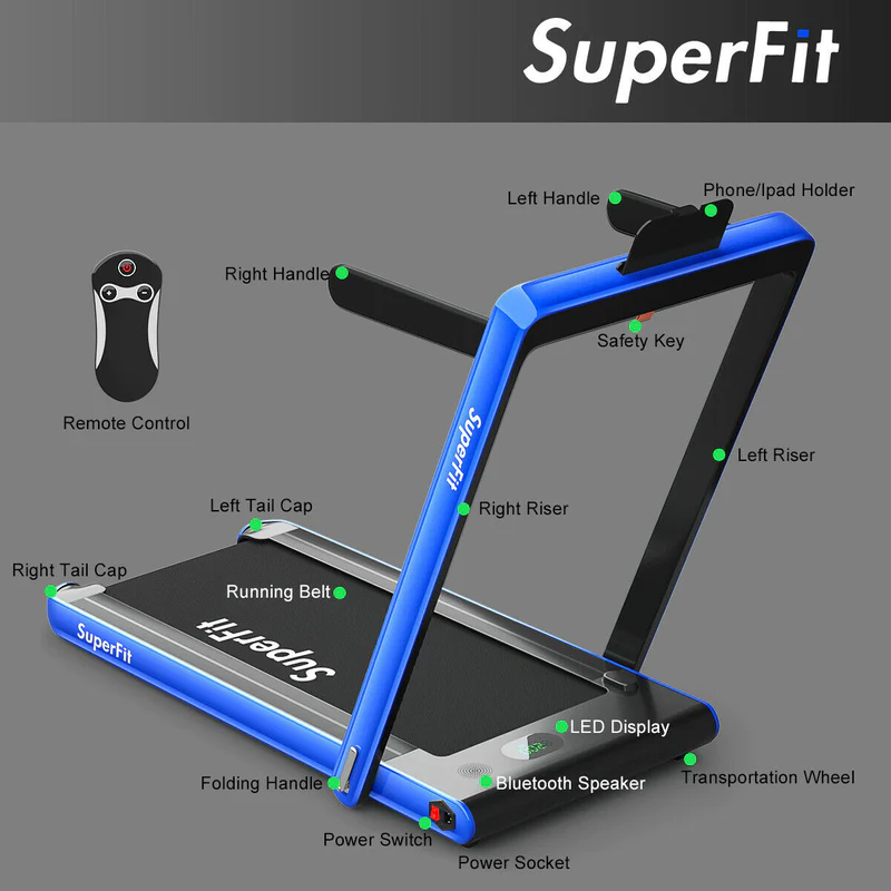 2-i-1 hopfällbart löpband med Bluetooth-högtalare