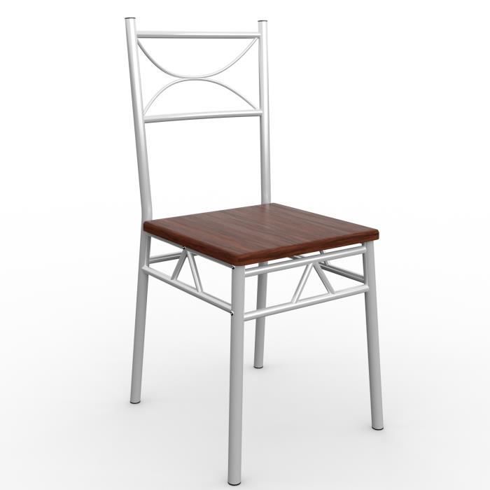 Conjunto Paul de 5 peças em carvalho escuro: 1 mesa, 4 cadeiras, MDF, metal lacado. Conjunto de mesa e cadeiras para sala de jantar.
