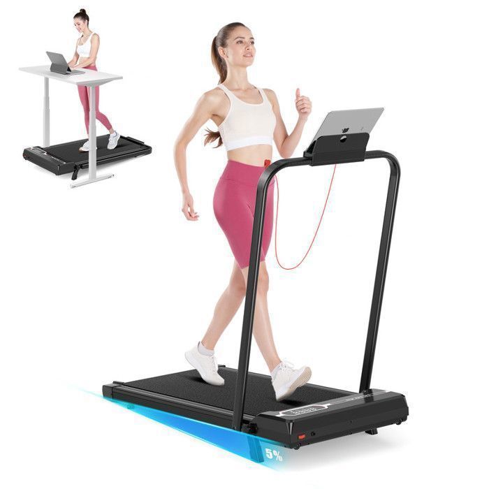 Tapis roulant pieghevole 3 in 1 con inclinazione del 5% - Tapis roulant elettrico - Velocità di camminata 1-8 km/h - Motore da 2,5 HP - con telecomando