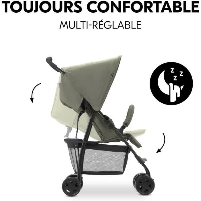 HAUCK - Poussette canne - SPORT - Pliable & inclinable - Capote Pare-Soleil - 4 roues - Olive