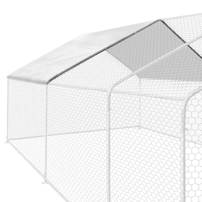 Lona impermeable blanca IDMARKET de 3,4 x 1,90 m y 150 g para recintos de gallineros.