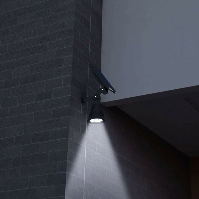 Faretto solare con 4 LED, impermeabile per esterni, luce bianca, 2 in 1, in plastica, integrato, 2W, bianco, 29 x 9,5 x 34 cm (1 pz)