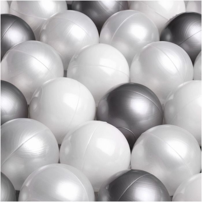 MISIOO Pelotas para piscina de bolas infantil, de plástico de colores, 6 cm, 150 pelotas: Plata/Blanco perla/Transparente