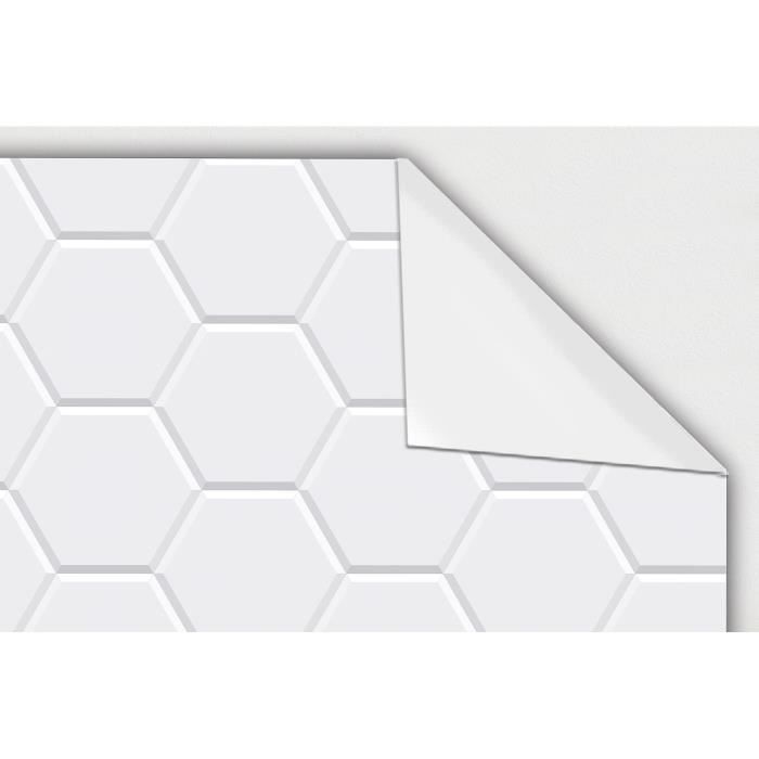 Panorama Crédence Adhésive Cuisine Tuile Hexagonale Blanche 40x300 cm - Crédence Adhésive pour Cuisine - Protege Mur Cuisine