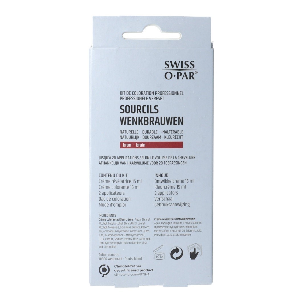 Swiss O-Par wimperverfset, professionele wenkbrauwverfset, bruin – 30 ml