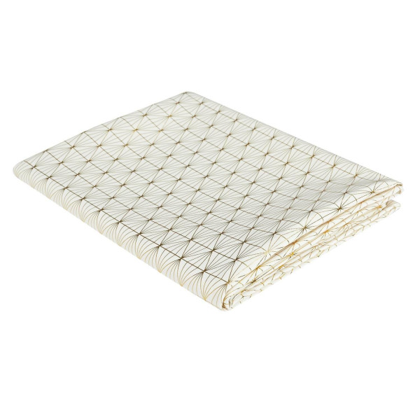 OBRUS 140x250 cm Geometric Dore BIAŁY W ZŁOTE WZORY