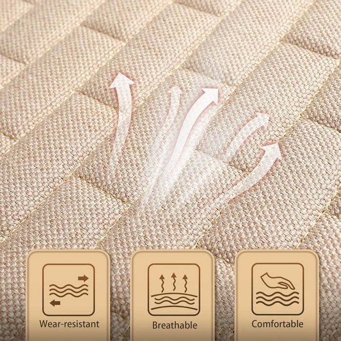 Funda para asiento de coche - PZCC - Lino - Beige - Universal - 1 funda trasera