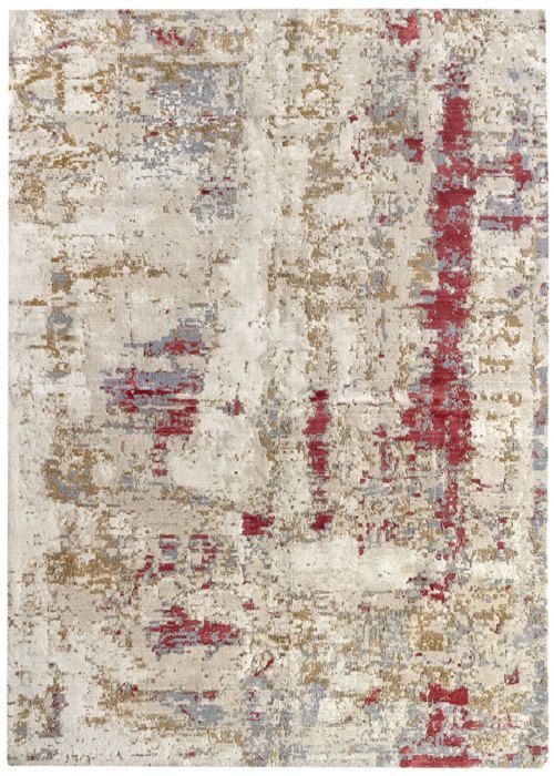 Contemporary Wool Rug Alpes HAMID, Soft Modern Rug, (Beige Red, 300 x 200 cm)