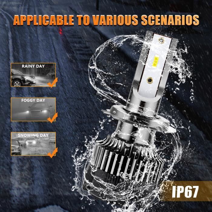 2 bombillas LED H7 de 120 W y 20000 lúmenes para faros delanteros de coche, luz blanca de 6500 K, resistentes a chips CSP, IP67 a prueba de agua.