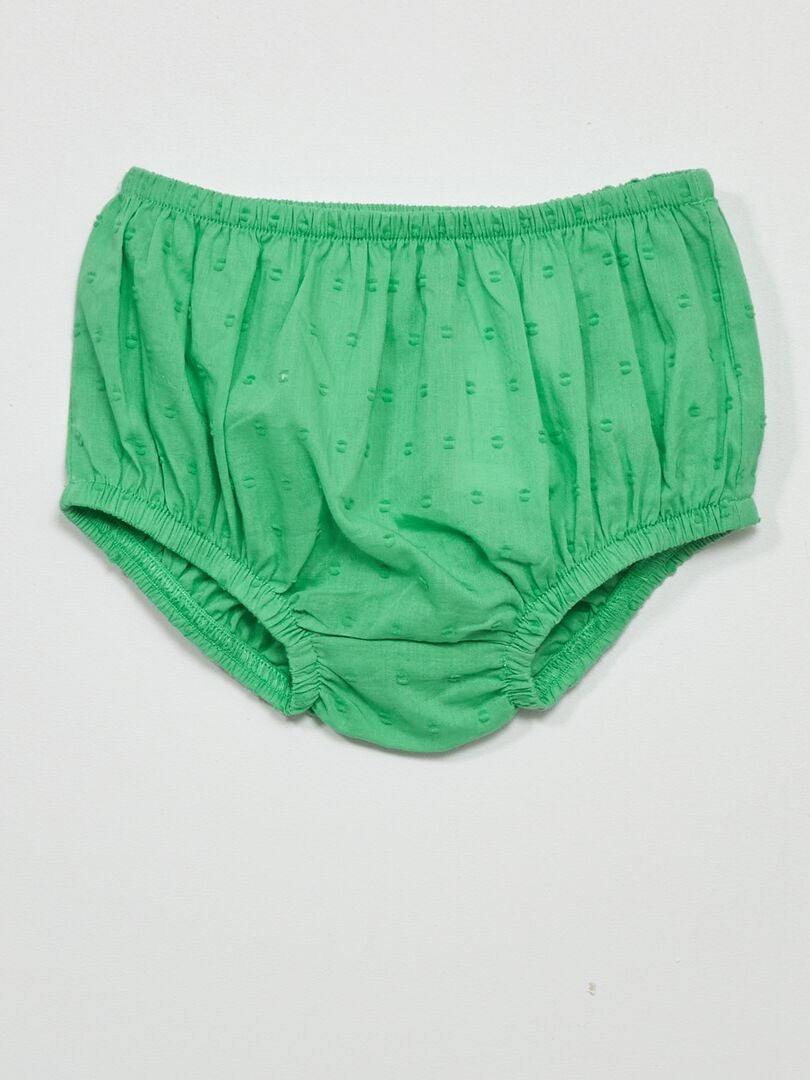 Vestido de voile de algodão + calcinha - 2 peças - VERDE