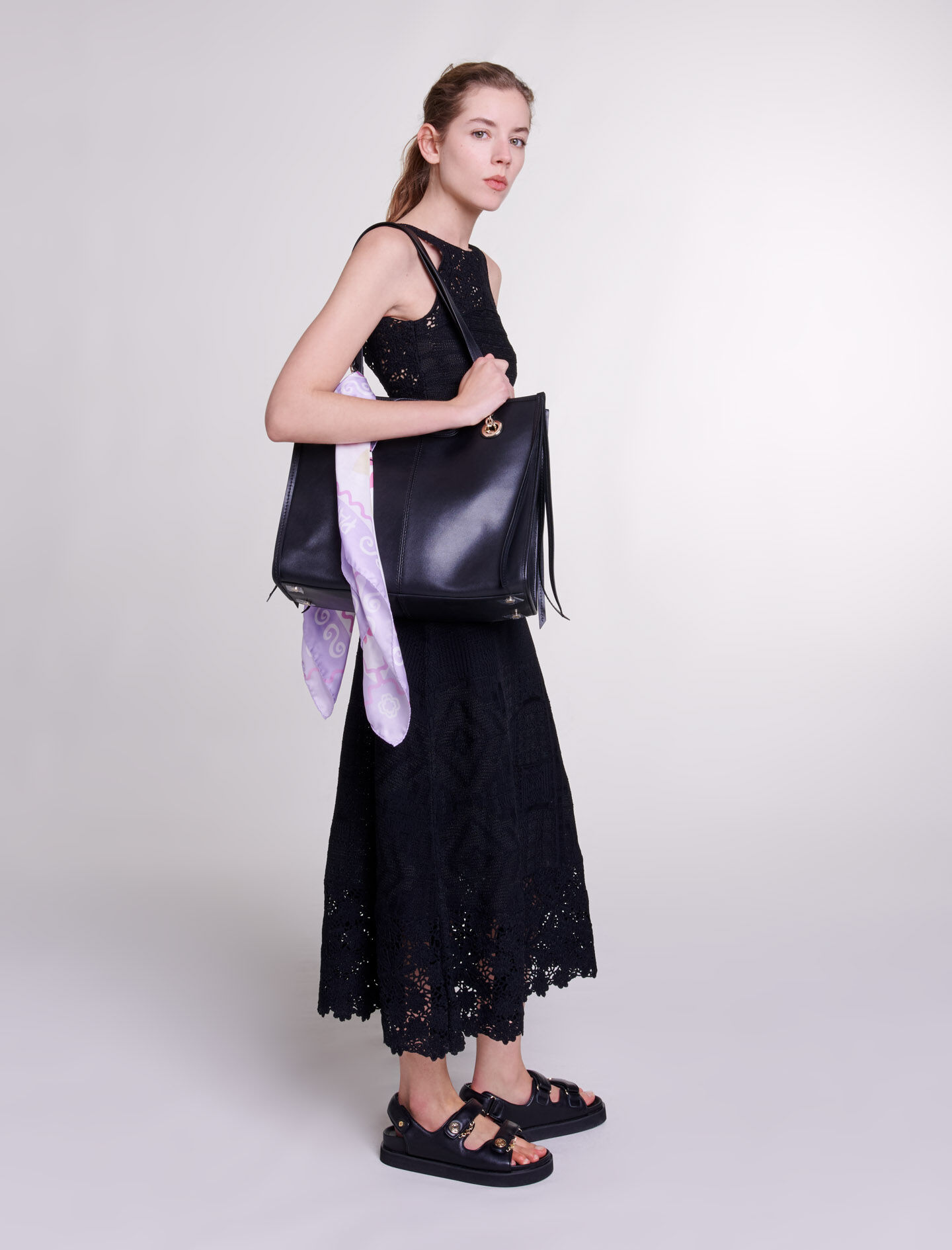 Rochie lungă croșetată - Neagră