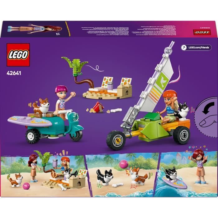 LEGO Friends 42641 Chiens surfeurs et aventures en scooter - Jouet interactif avec Corgis