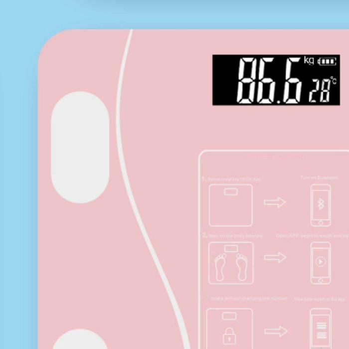 Balanza de baño - SONEW - Balanza de peso corporal - Máximo 180 kg - Análisis inteligente - Rosa