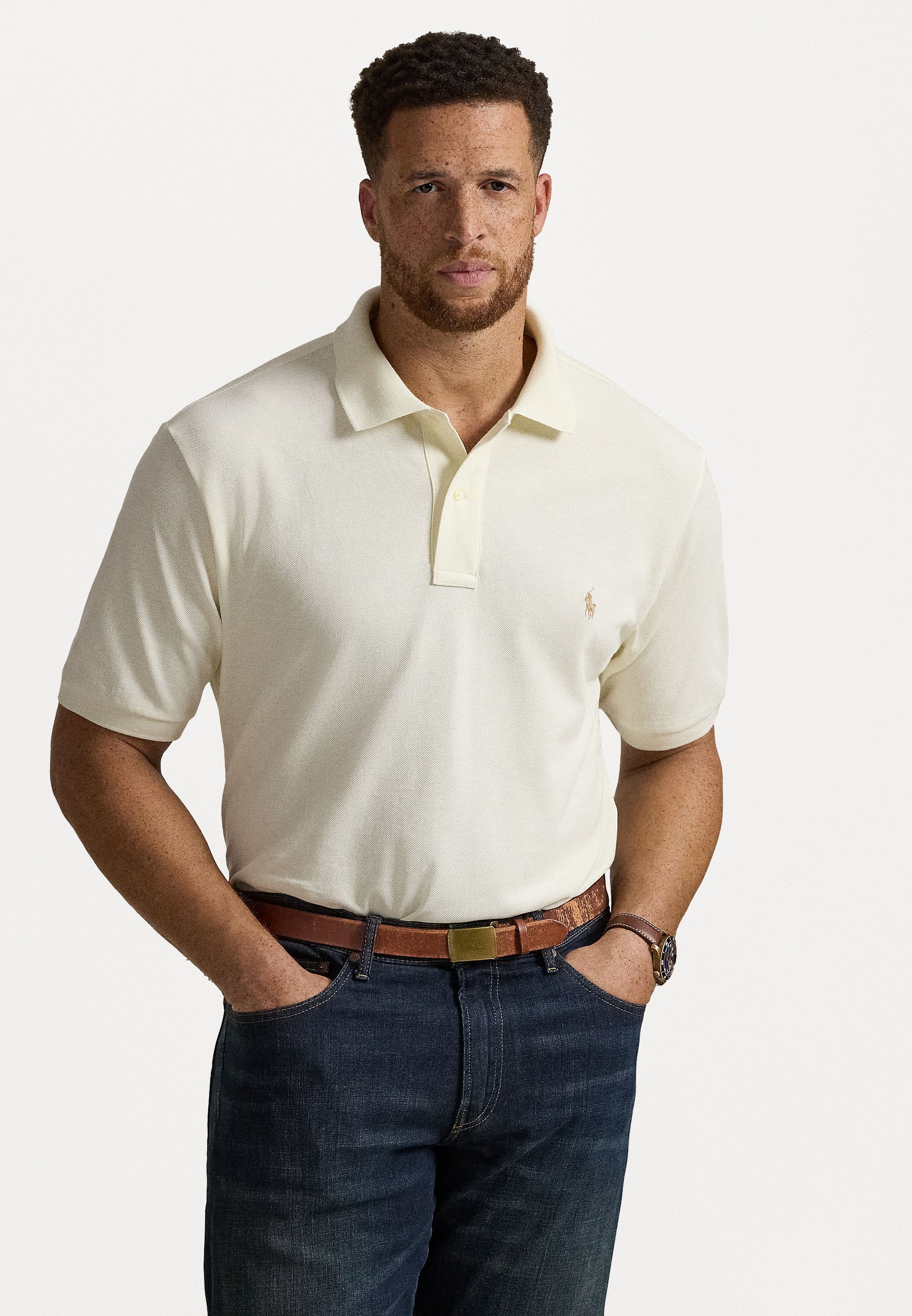 POLO RALF LAUREN BIG & TALL THE ICONIC MESH SHIRT - Triko s límečkem - black