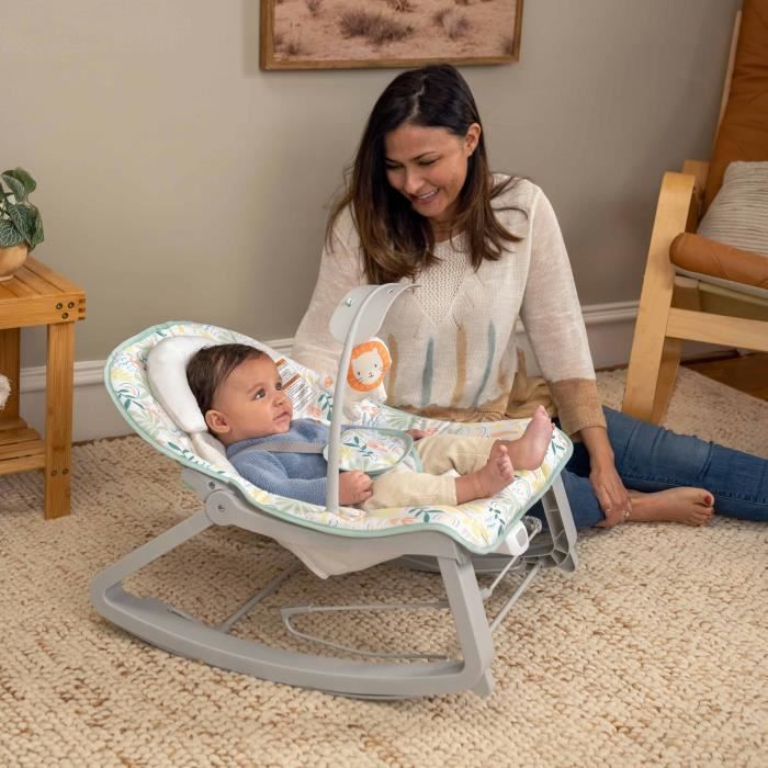 INGENUITY Keep Cozy Sdraietta convertibile 3 in 1 per neonati - Arcobaleno tropicale - 3 posizioni: barra giochi rimovibile, fino a 18 kg