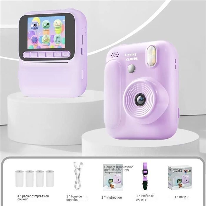 Instant Camera 4800w - Instant Color Printing - HD 2.4 Inch - Toy for Girls Ages 3, 4, 5, 6 - Purple