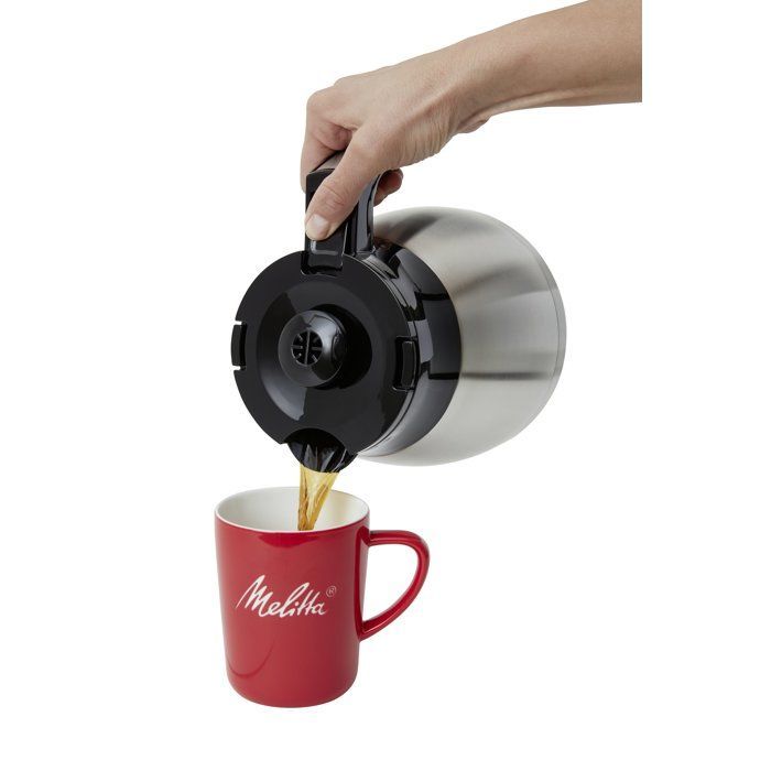 Cafétière filtre MELITTA Easy Top Therm II Steel - Noir - 10 tasses - Porte-filtre compatible lave-vaisselle
