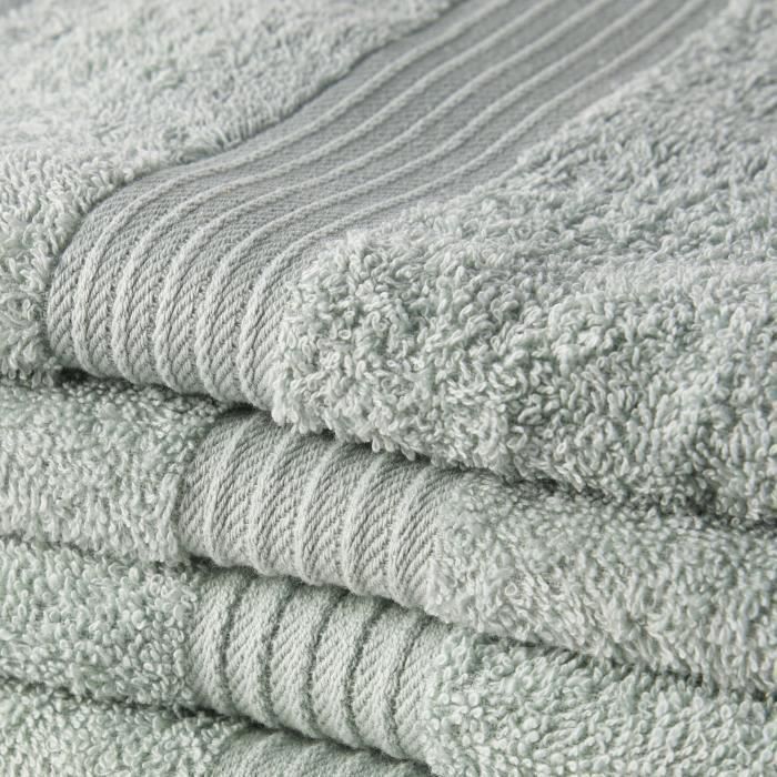 TODAY Essential - Pack de 10 toallas de baño de 50x90 cm, 100% algodón, color celadón.