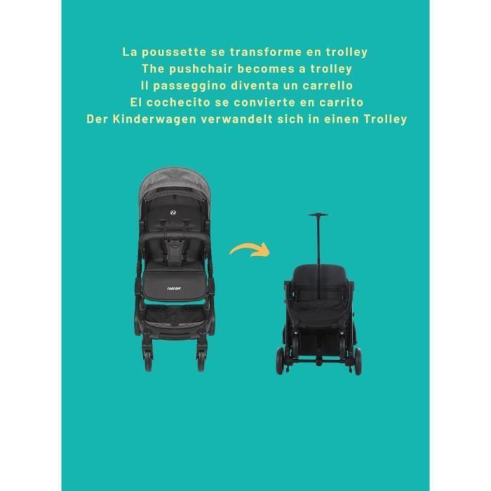 NANIA - Poussette combinée 2-en-1 avec siège auto Rimini - MYLA - 4 roues - Noir
