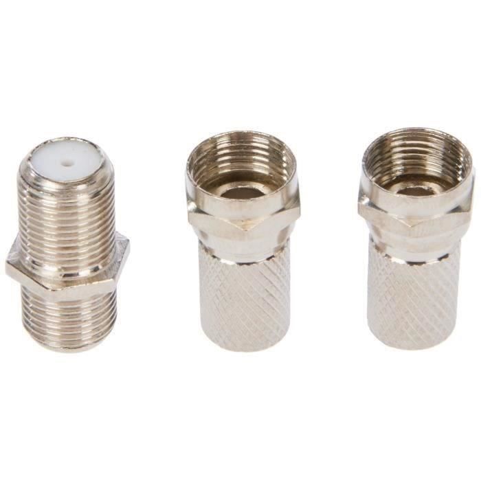Vrouwelijke F-adapter - LEGRAND - 091023 - Inclusief 2 mannelijke stekkers - Voor coaxkabel - Geschikt voor gebruik binnenshuis