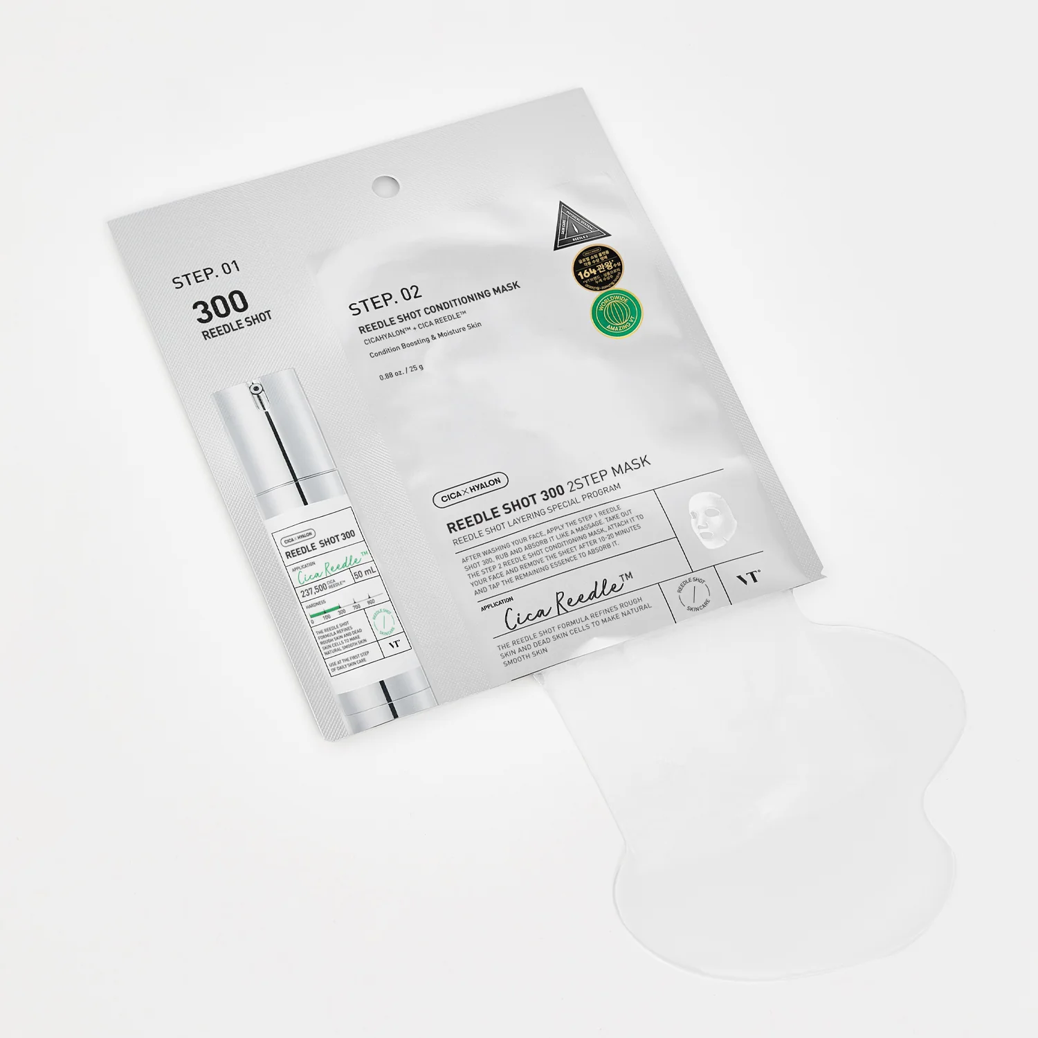 Viso REEDLE SHOT 300 2-STEP MASK - Cofanetto Antimperfezioni, Cofanetto Antirughe, Maschera Anti-età viso, Siero viso antimperfezioni, Trattamento Rigenerante
