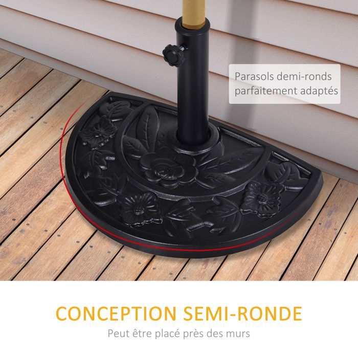 Pied de parasol - Outsunny - 50x31x32cm - Résine - noir