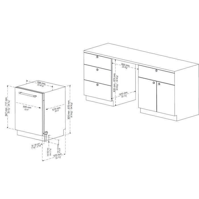 CONTINENTAL EDISON Built-in Dishwasher - 14 Place Settings - 59.8 cm Wide - Energy Class D - Induction Motor - 42 dB - White