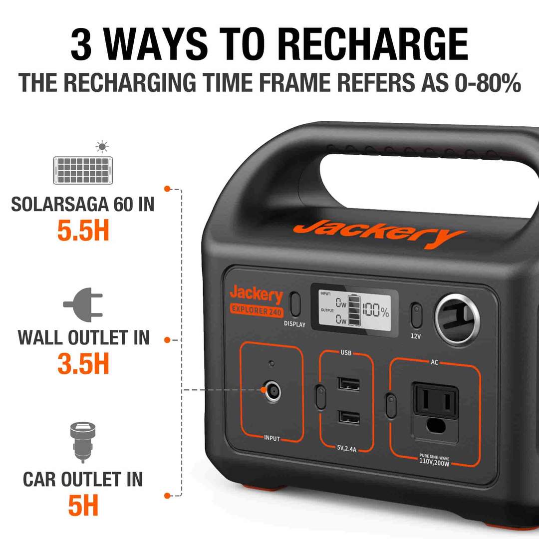Gerador solar Jackery 240 (Jackery 240 + SolarSaga 60W)