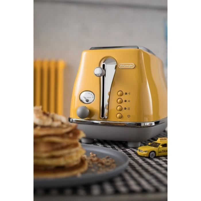 Tostadora De'Longhi Icona Capitals - 2 rebanadas - 900W - Calientabolas - Amarilla