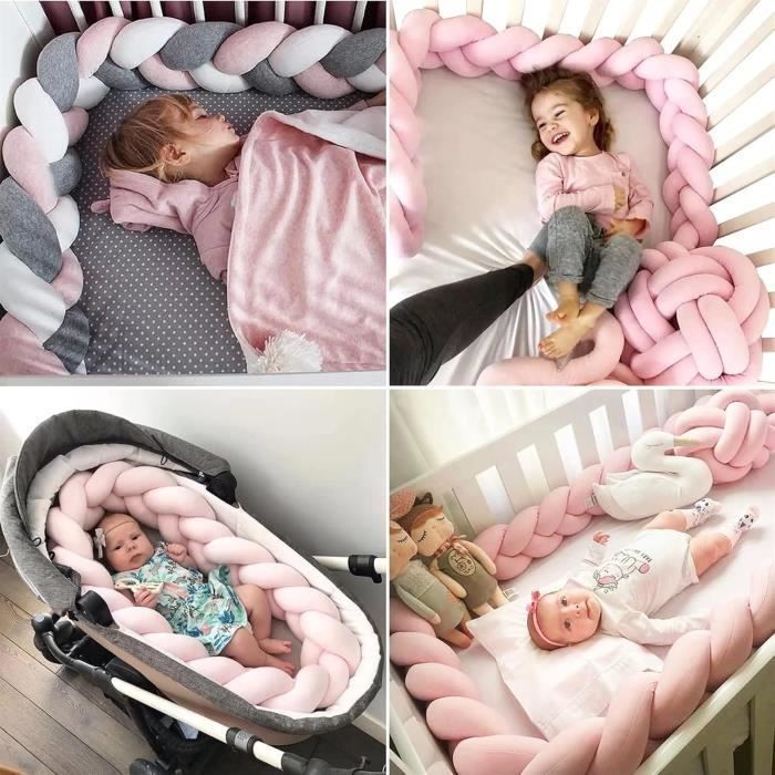 Berceau Bumpers Coussins Noué Lit Bumpers Lit Doux Noeud Oreiller Doux Confortable 100% Coton Lit Ensemble，1m