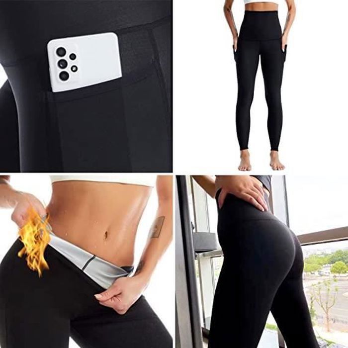 Sudation Pantalon Amincissante Ventre Plat Leggings Poches Sauna Shaper D'entraînement Taille Haute Fitness Gym Yoga Sport Femme