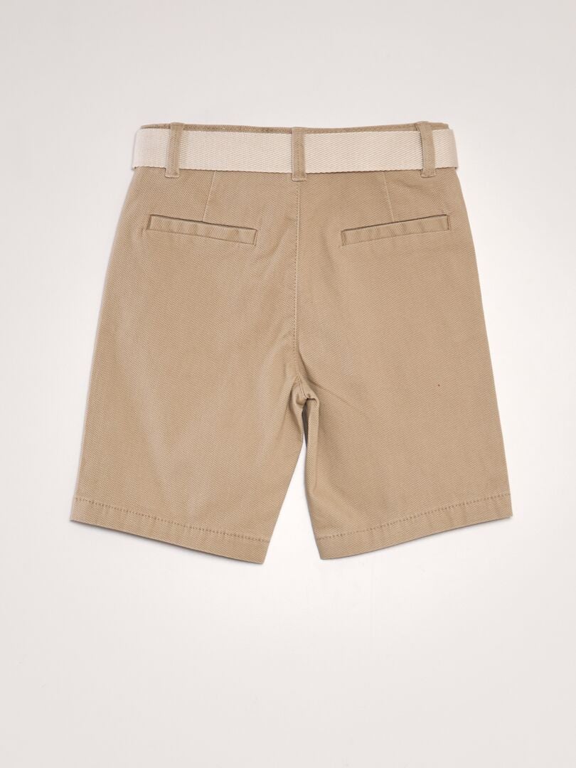Pantalones cortos chinos + cinturón - BEIGE