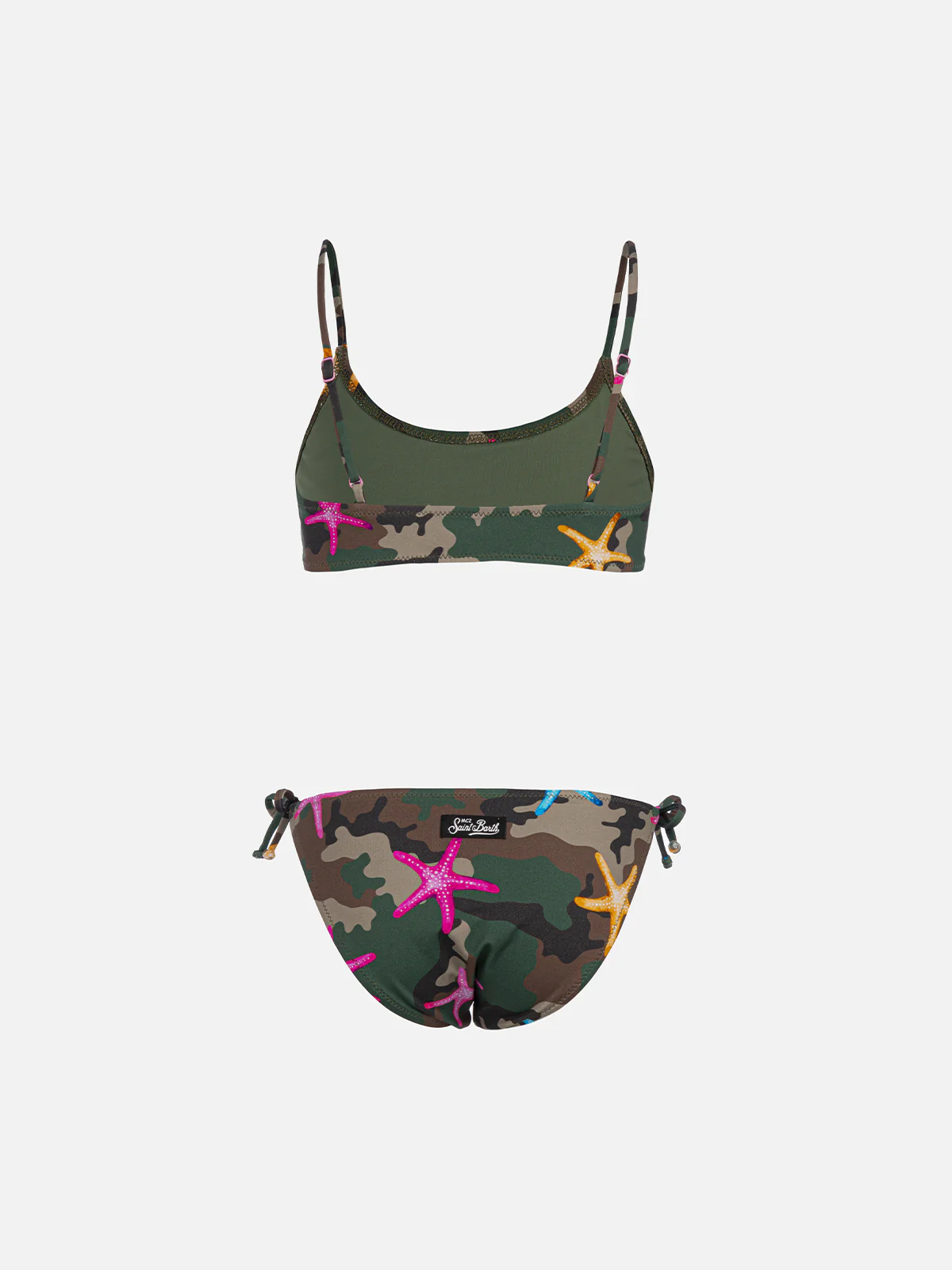 Bikini a bralette da bambina Jaiden con stella marina su stampa mimeti