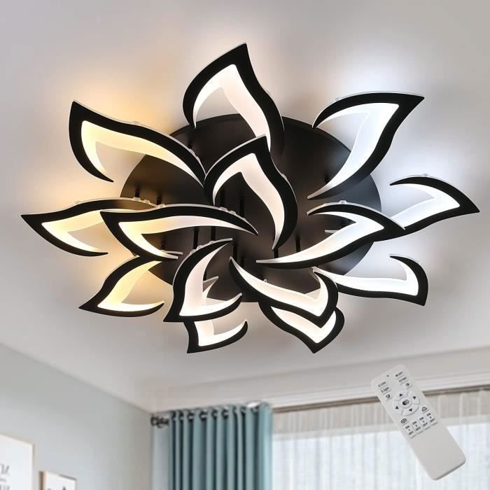 DORLINK 100W LED Ceiling Light - Adjustable Color Temperature 3000-6500K - 14 Black Acrylic Design Lights - Living Room Dining Room
