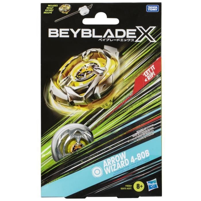 Beyblade X, Starter Pack Arrow Wizard 4-80B avec toupie de compétition à rotation droite de type endurance et lanceur, à partir de 8