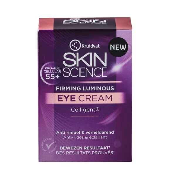 „Kruidvat Skin Science Firming Luminous 55+“ paakių kremas<br>15 ml – brandžiai odai