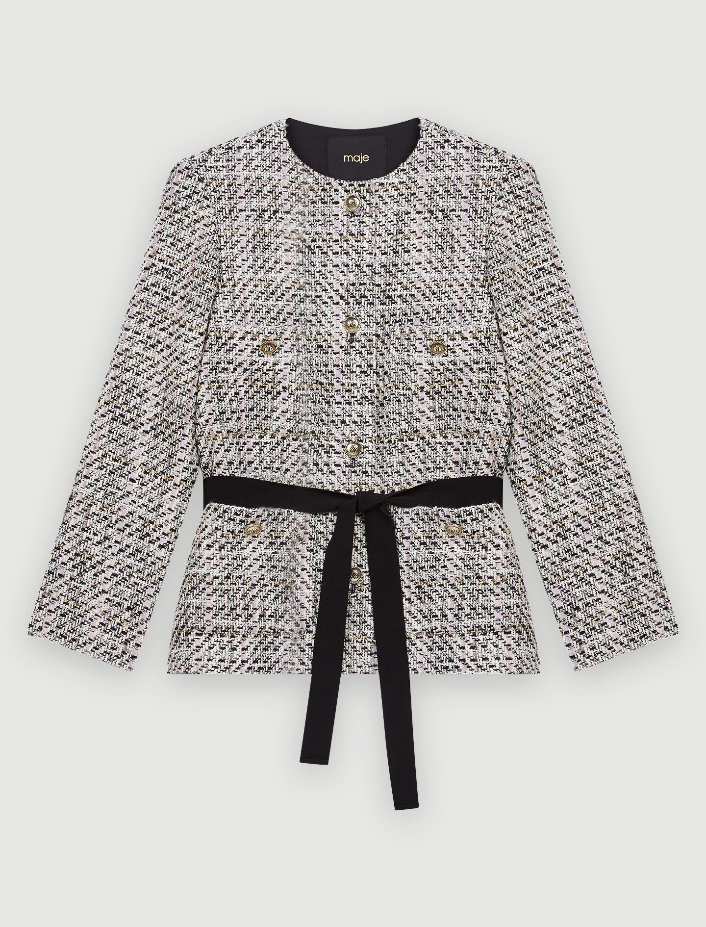 Jachetă din tweed contrastant - Roz deschis