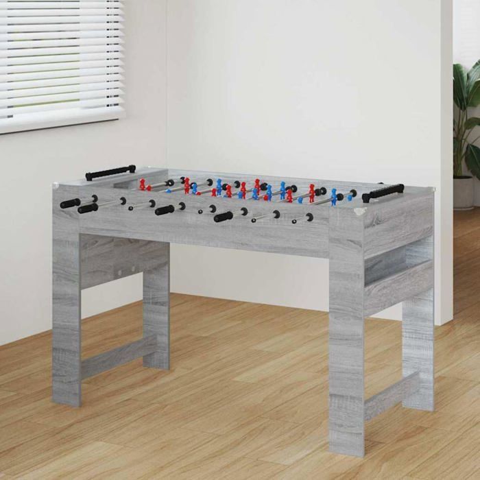 Table de baby-foot - vidaXL - Gris Sonoma - 125x60,5x80 cm - Bois d'ingénierie - Poignées antidérapantes - 22 joueurs