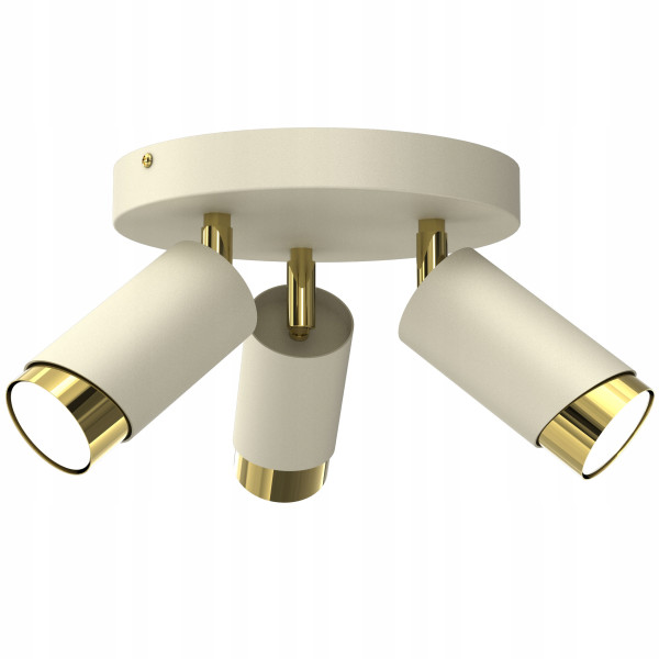 Lampa sufitowa plafon na kole 3x gu10 beż złoto bevel