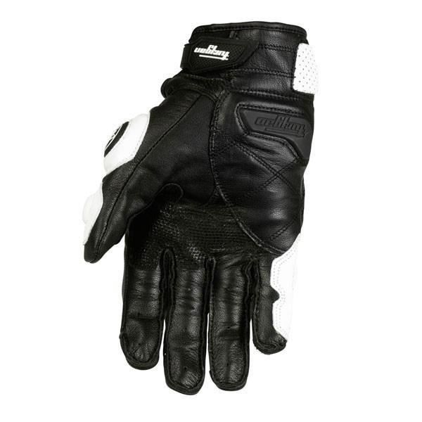 Guantes de moto de cuero genuino para hombre, color negro y blanco, para carreras en carretera, verano - Tipo negro