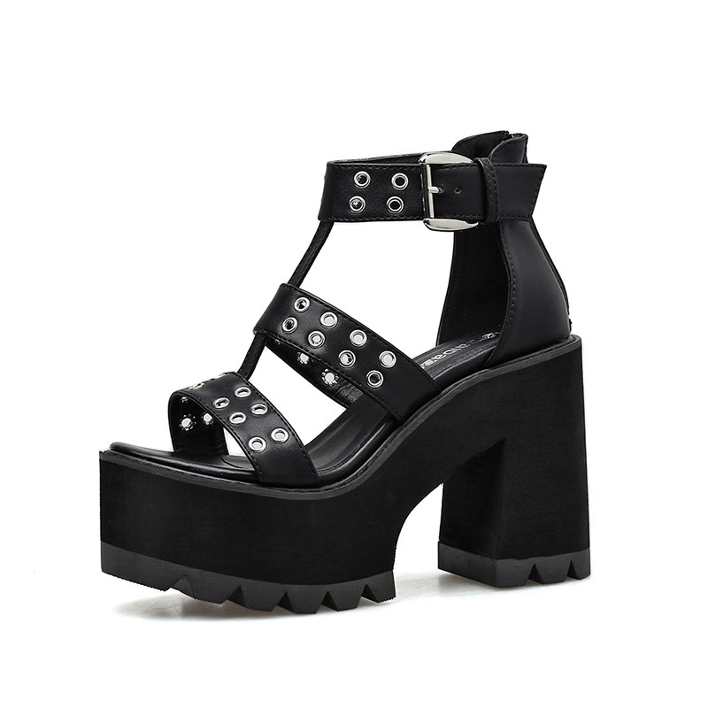 AIYUQ Women Sandal Pumps Summer New High heeled Ladies Sandals Fashion Platform Fish Mouth Sandals Women
