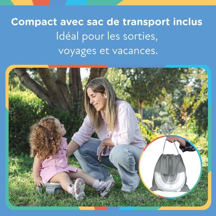 Pot de voyage portable pour tout-petits - NUBY - Avec sac de rangement - Gris / Blanc