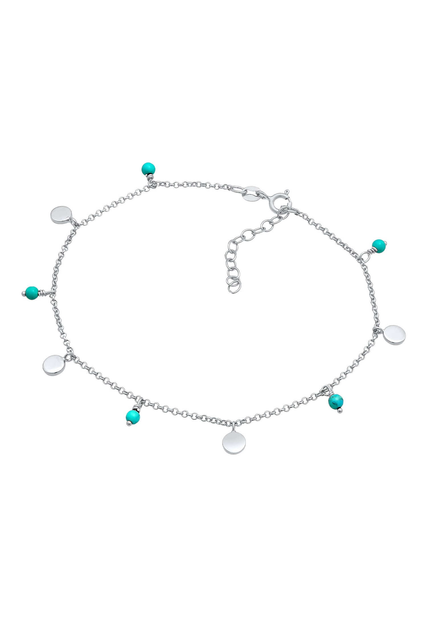 Elli Plaque pour dames Turquoise Summer Boho avec perles Howlite ajustable en argent sterling 925