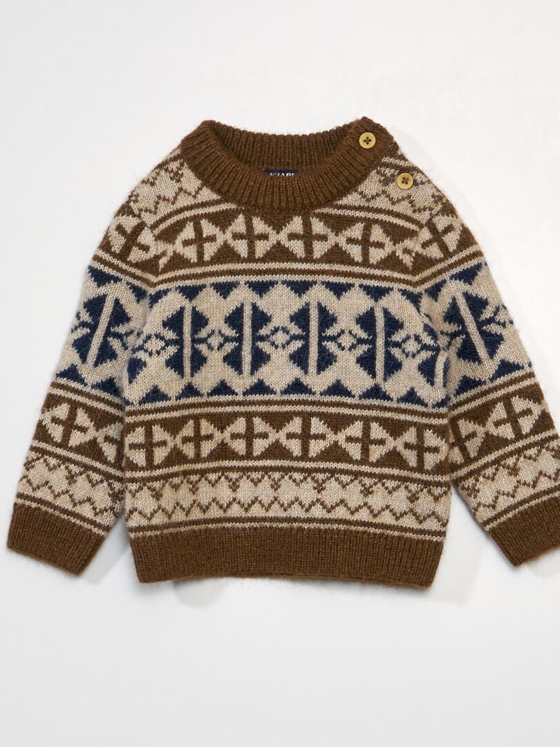 Suéter de malha jacquard - MARROM